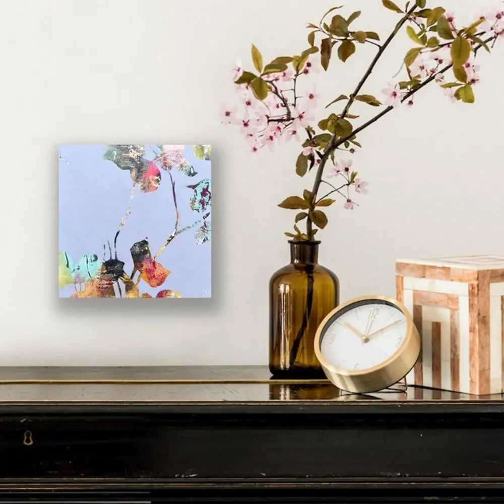 Shapes of nature 1 - botanical abstract art by Ida Kopperud. Displayed on a neutral wall