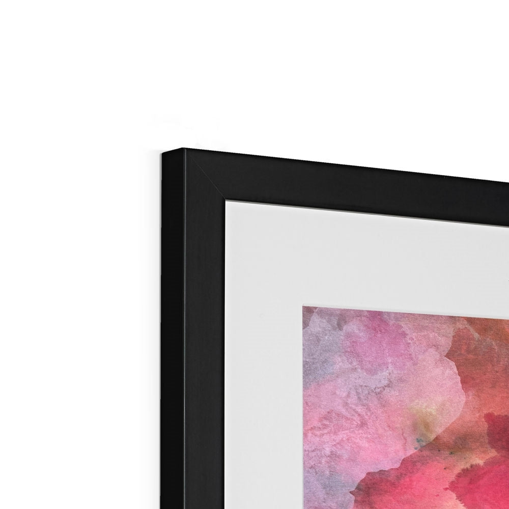Detail of BLUSH print displayed in a black frame