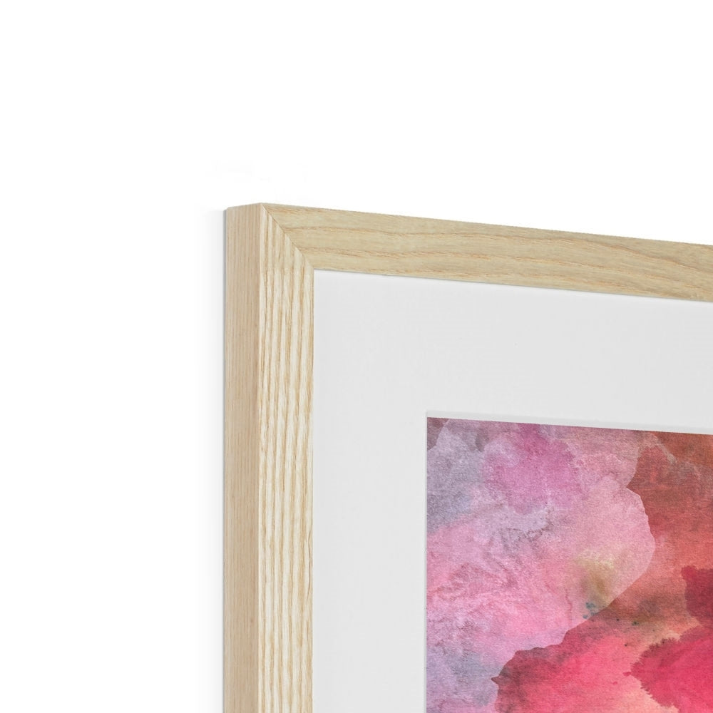 Detail of BLUSH print displayed in a natural frame