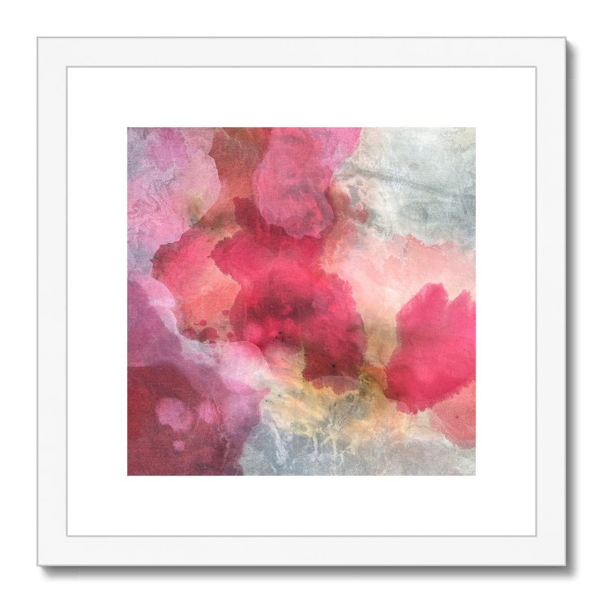 BLUSH print in a white frame