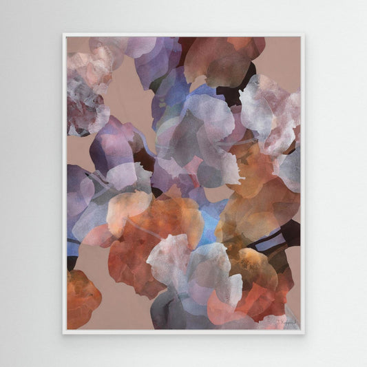 GLOW | Floral print on canvas framed in a white wooden frame