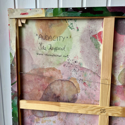 The back of AUDACITY, Original Abstract painting by Ida Kopperud