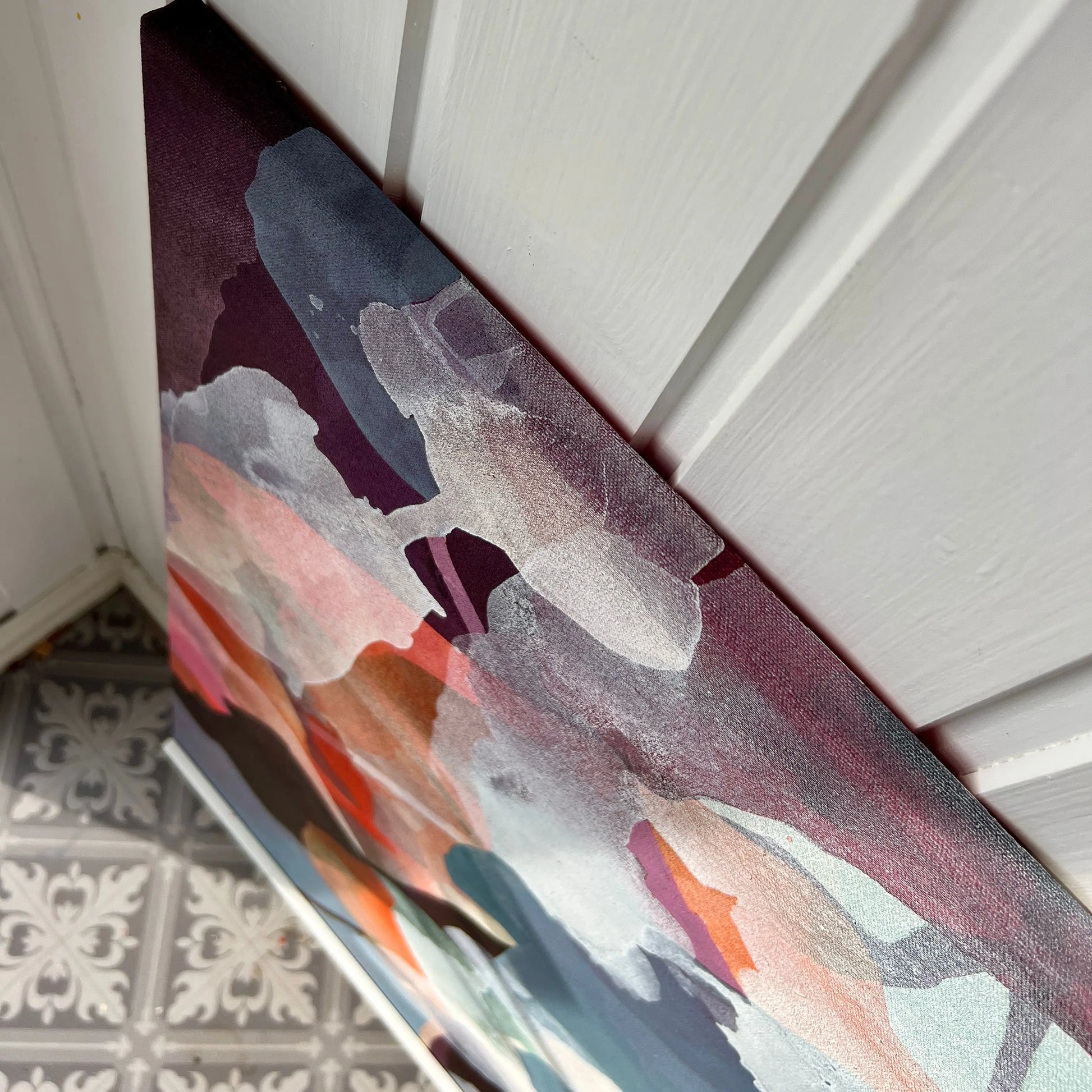 The edge of WILDFLOWER 1, original abstract painting by Ida Kopperud