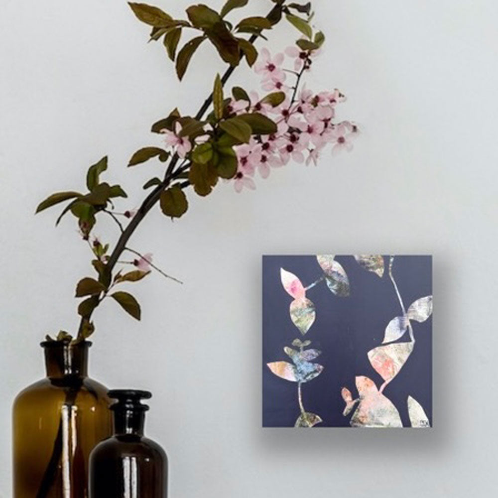 Shapes of nature 2 - botanical abstract art by Ida Kopperud. Displayed on a neutral wall