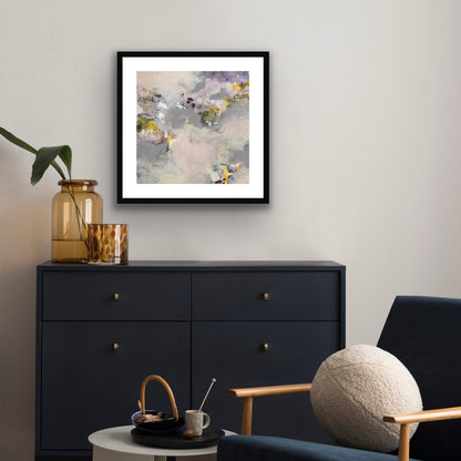 WHERE THE LIGHT GETS IN - Fine Art Print by Ida Kopperud with black frame displayed in interior.