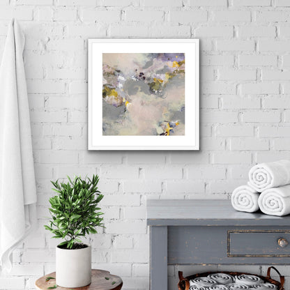 WHERE THE LIGHT GETS IN - Fine Art Print by Ida Kopperud with white frame displayed in interior.