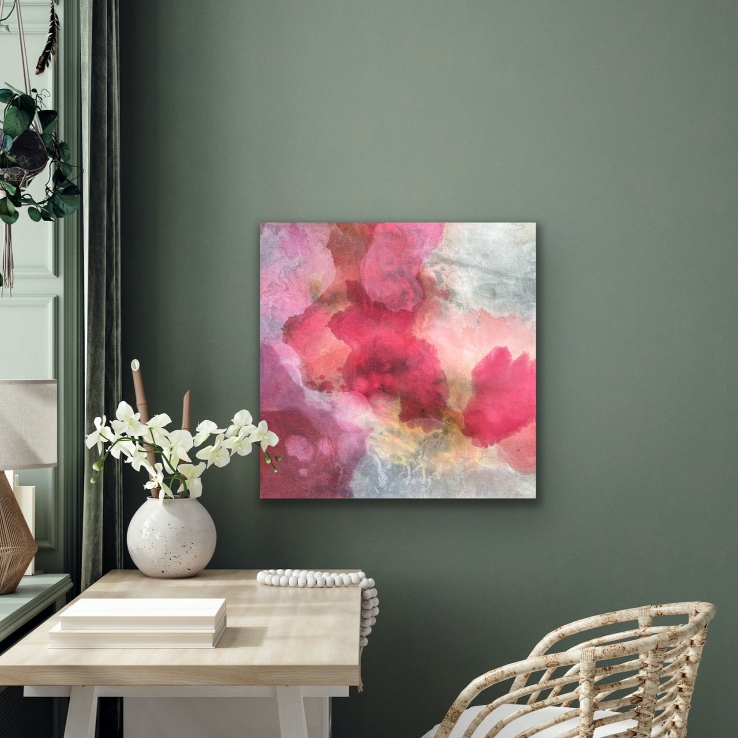 BLUSH - original painting by ida Kopperud on a green wall