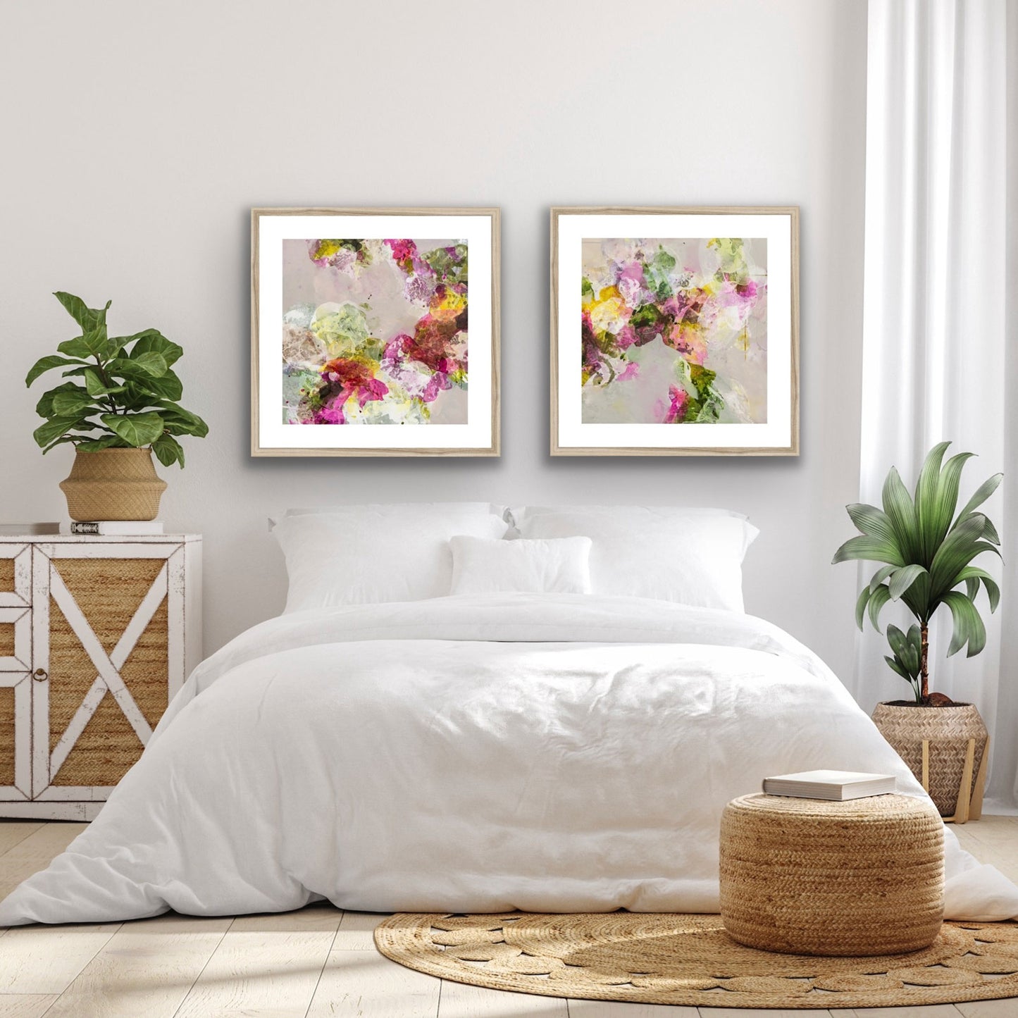 Two Fine Art Prints by Ida Kopperud hanging on a light wall. 