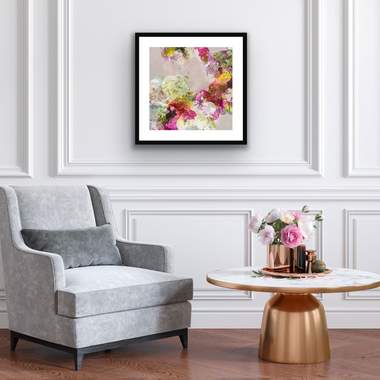 BOLD WHISPERS fine art print in a black frame on a white wall