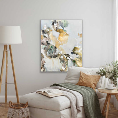 Breathe - original floral abstract art by Ida Kopperud. Displayed in interior. 