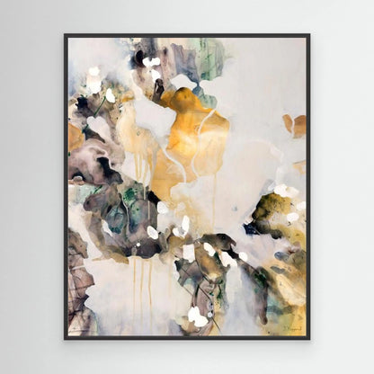 BREATHE. A neutral wall art canvas print in a black frame.
