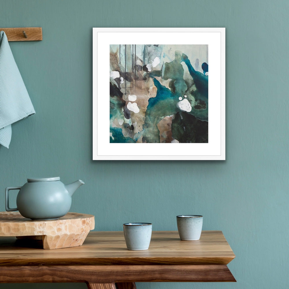 FLOW fine art print in white frame in interior