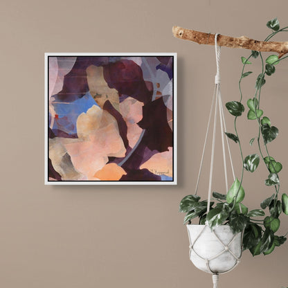 GROWTH botanical wall art canvas print on a beige wall next to a plant