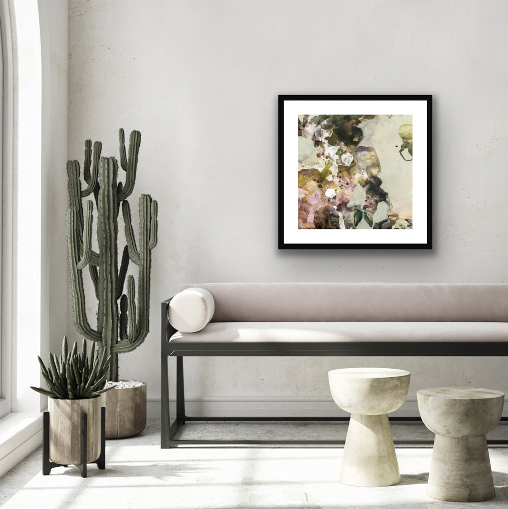 SECRET GARDEN fine art print in black frame hanging in interior