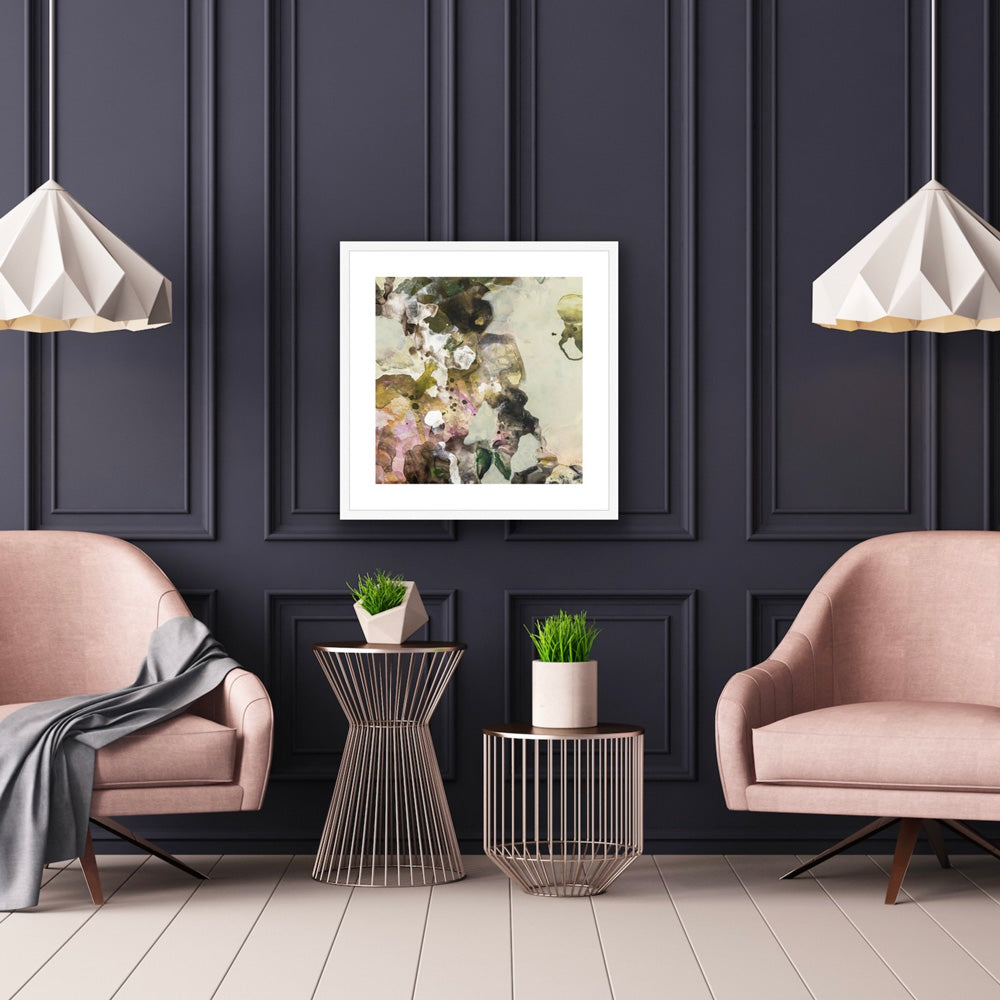 SECRET GARDEN fine art print in a white frame displayed in interior