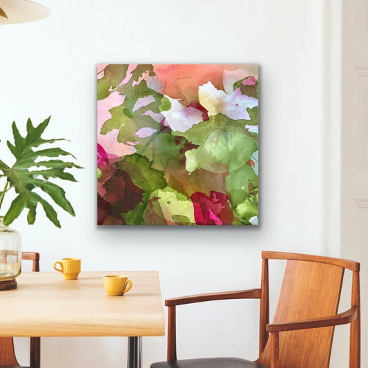 Original floral abstract by Ida Kopperud displayed on a light wall