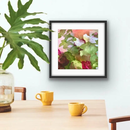 THE SMELL OF FLOWERS mini print displayed in a black frame