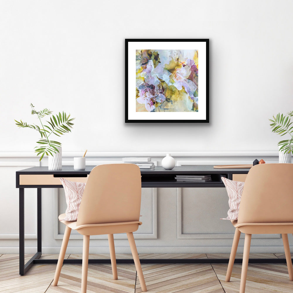 WILD AND FREE - Fine Art Print by Ida Kopperud with black frame displayed in interior.