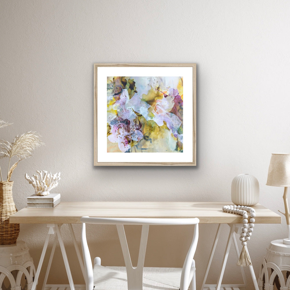 WILD AND FREE - Fine Art Print by Ida Kopperud with natural frame placed in interior.