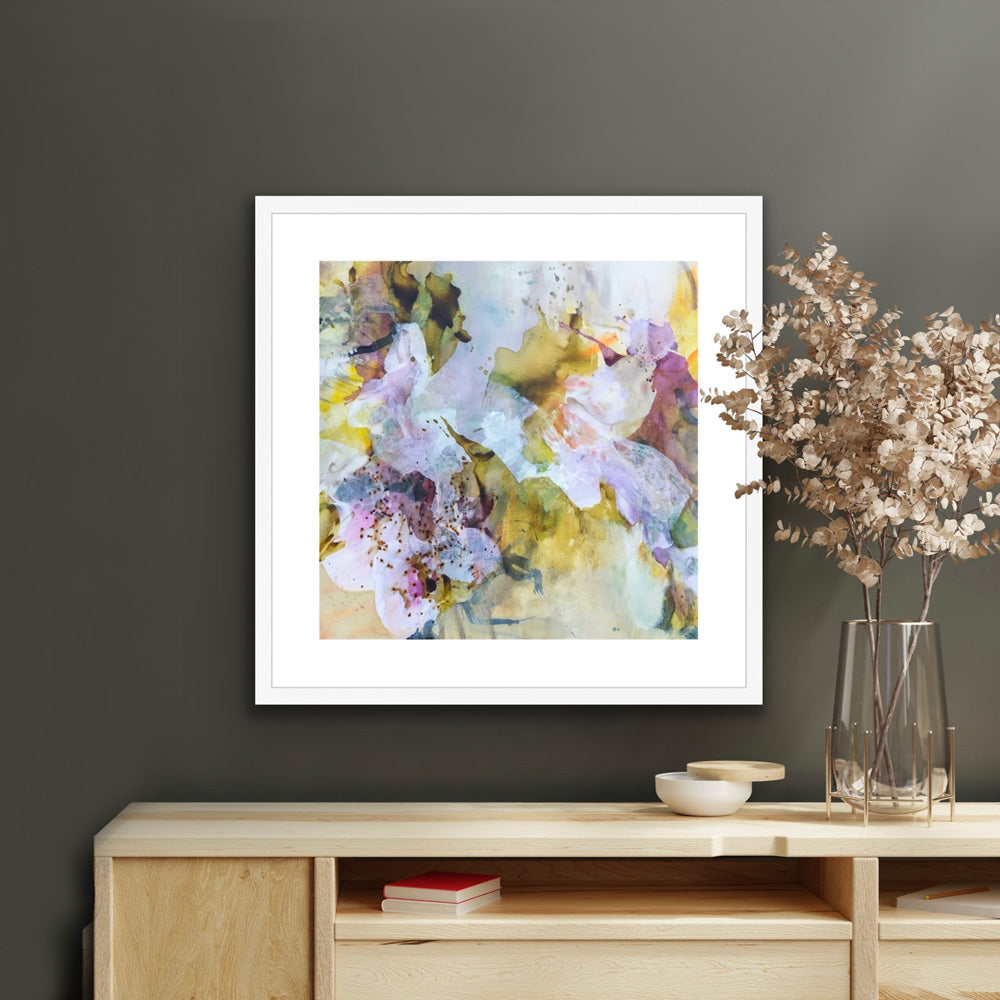 WILD AND FREE - Fine Art Print by Ida Kopperud with white frame displayed in interior.